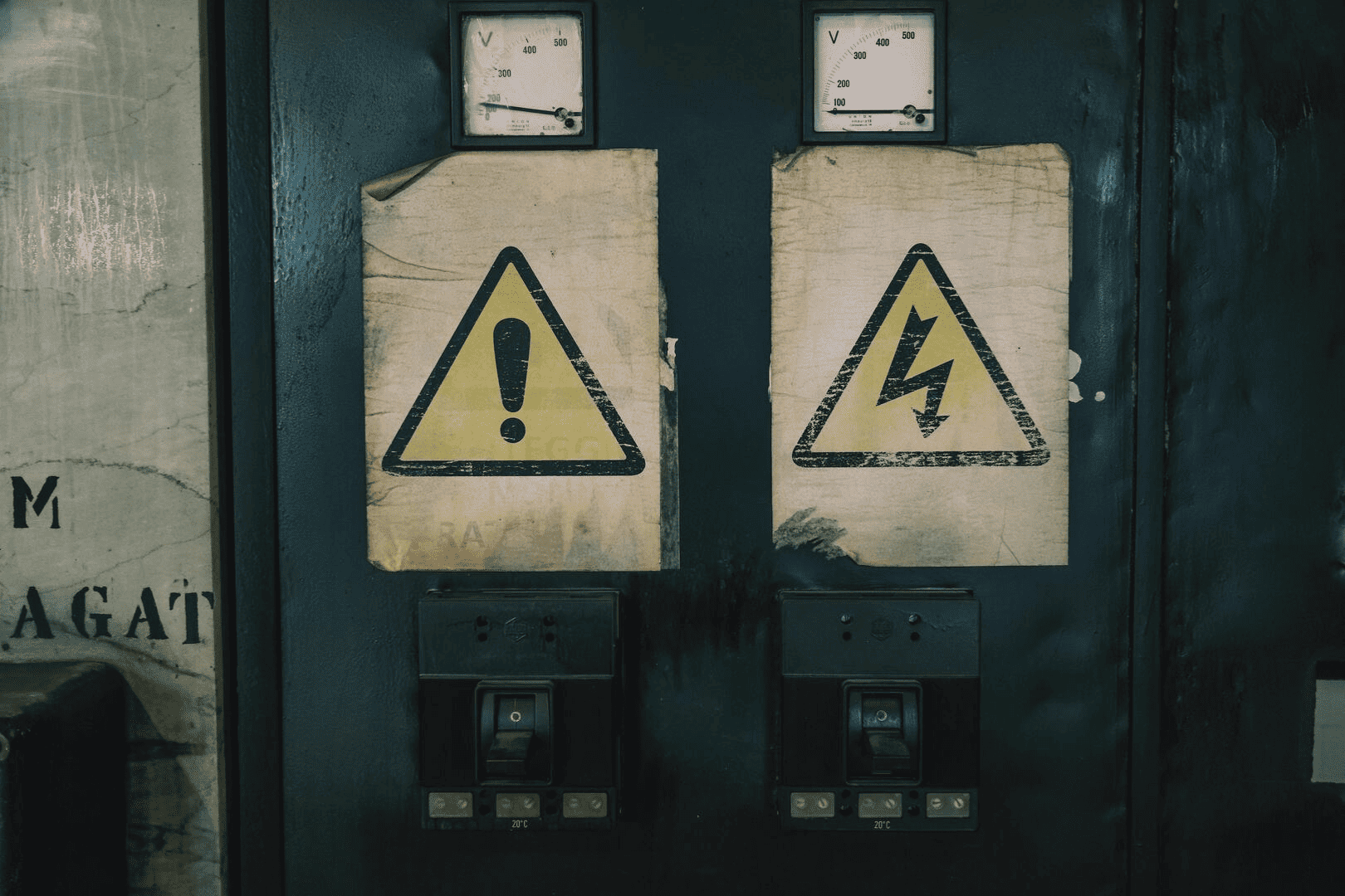 Compteur électrique avec panneau danger et surtension électrique